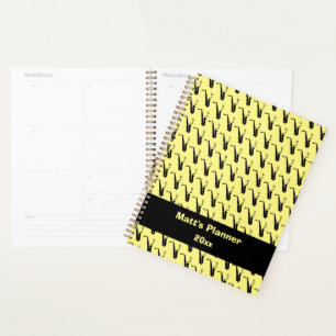 Saxofoon Muzieknoten Gepersonaliseerd Geel Planner