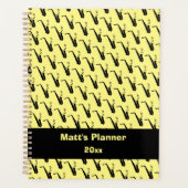 Saxofoon Muzieknoten Gepersonaliseerd Geel Planner (Voorkant)