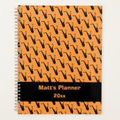 Saxofoon Muzieknoten Gepersonaliseerd Sinaasappel Planner (Voorkant)