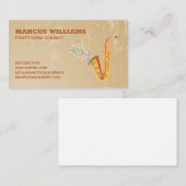 Saxofoon muzieknoten | Grunge achtergrond Visitekaartje (Voorkant / Achterkant)