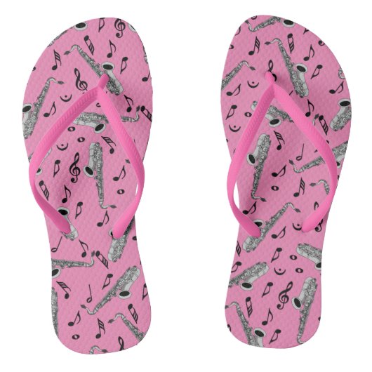 Saxofoon Muzieknoten Roze Teenslippers (Voetbed)