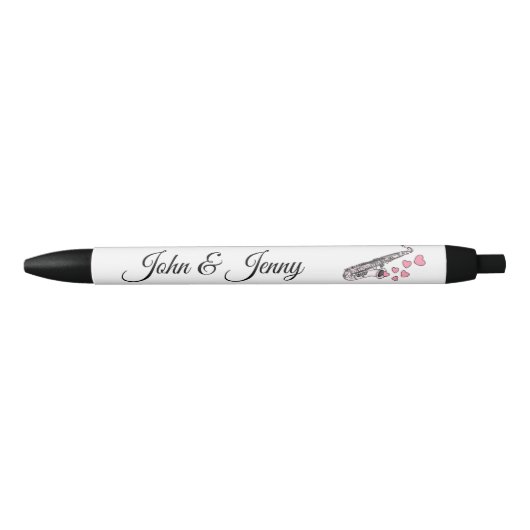 Saxofoon Muzikant Custom Wedding Favoriet Gift Zwarte Inkt Pen (Voorkant)