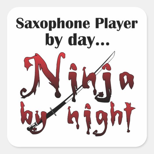 Saxofoon Ninja Vierkante Sticker (Voorkant)
