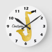 Saxofoon ontwerp gepersonaliseerd ronde klok (Voorkant)