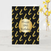 Saxofoon ontwerp gepersonaliseerde 18e verjaardag kaart (Gele Bloem)
