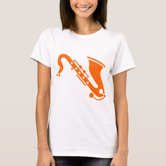 Saxofoon - Oranje T-shirt (Voorkant)
