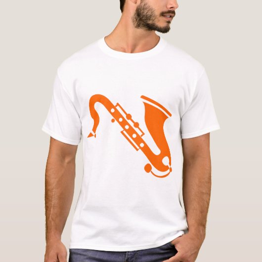 Saxofoon - Oranje T-shirt (Voorkant)
