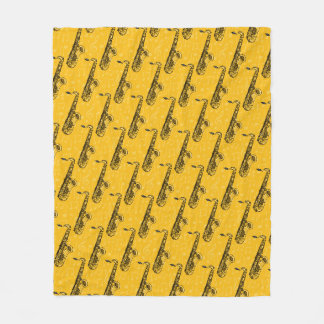 Saxofoon Patroon Saxofonist Jazz Muzikant Geel Fleece Deken