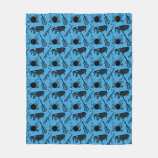 Saxofoon Piano Bas Drums Jazz Muzikant (Blauw) Fleece Deken