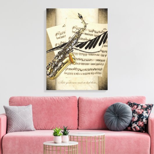 Saxofoon & Piano Gepersonaliseerd Muurcanvas Canvas Afdruk (Insitu (Woonkamer))