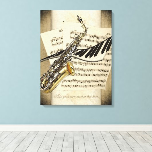 Saxofoon & Piano Gepersonaliseerd Muurcanvas Canvas Afdruk (Insitu (Houten vloer))