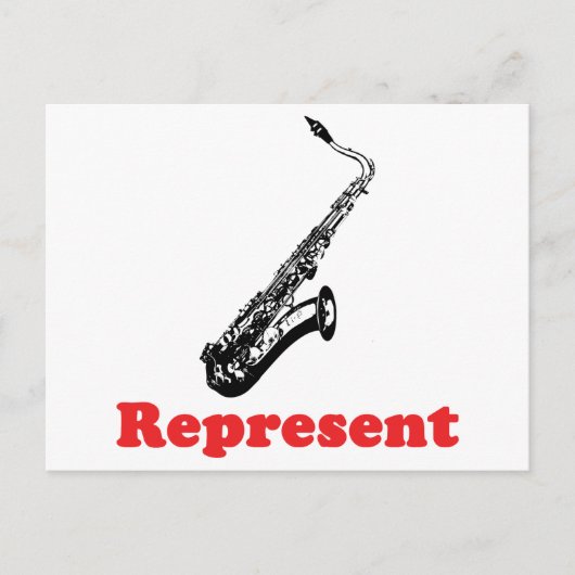 Saxofoon representeren briefkaart (Voorkant)