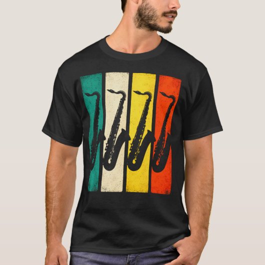 Saxofoon - Retro Jazzband T-shirt (Voorkant)