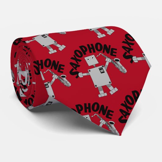 Saxofoon Robot Stropdas (Opgerold)