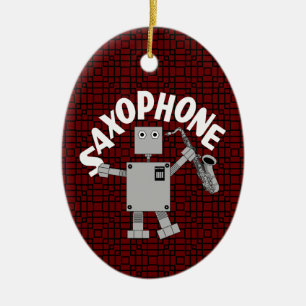 Saxofoon Robot Tekst Keramisch Ornament