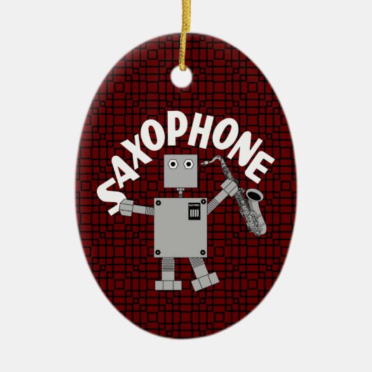 Saxofoon Robot Tekst Keramisch Ornament (Voorkant)