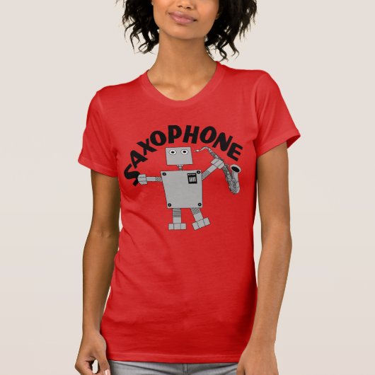 Saxofoon Robot Tekst T-shirt (Voorkant)