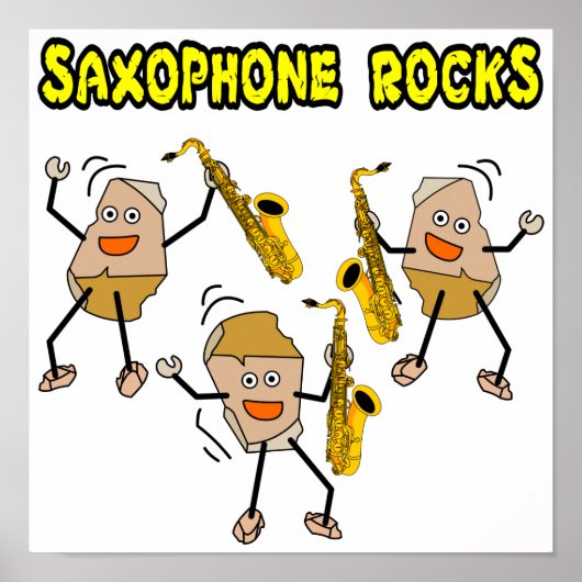 Saxofoon Rocks Poster (Voorkant)