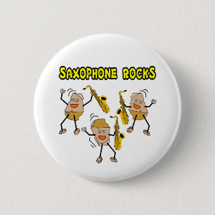 Saxofoon Rocks Ronde Button 5,7 Cm