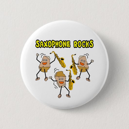 Saxofoon Rocks Ronde Button 5,7 Cm (Voorkant)