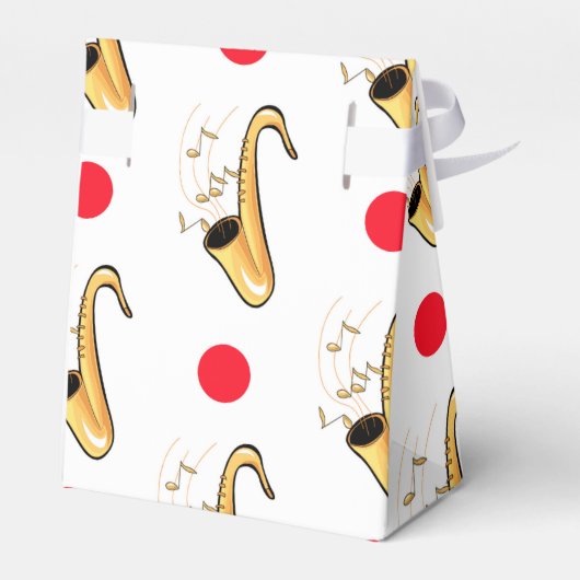 Saxofoon, rode & witte stippen bedankdoosjes (Achterkant)