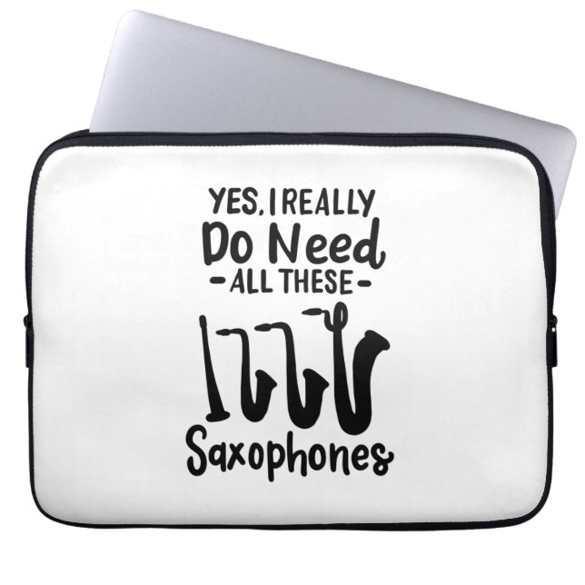 Saxofoon - Saxofoontypes Laptop Sleeve (Voorkant)