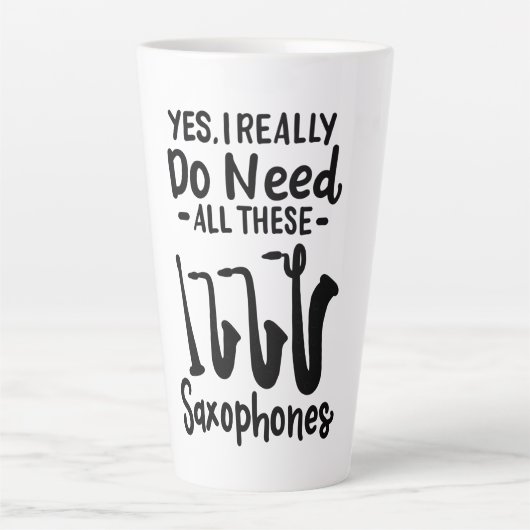 Saxofoon - Saxofoontypes Latte Mok (Voorkant)