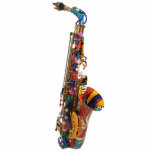 Saxofoon Sculptuur Gift, Saxofoon beeldje Staand Fotobeeldje<br><div class="desc">Saxofoon Photo Print met de hand geschilderde kleurrijke saxofoons van Juleez. Geweldig cadeau voor elke saxofonist of muziekleraar. Sax liefhebbers dit is een must have.</div>