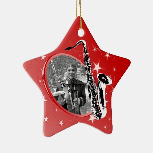 Saxofoon Shining Star Foto Keramisch Ornament (Rechts)