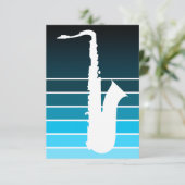 Saxofoon silhouet : Blauw fade Kaart (Staand voorkant)