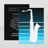 Saxofoon silhouet : Blauw fade Kaart (Voorkant / Achterkant)