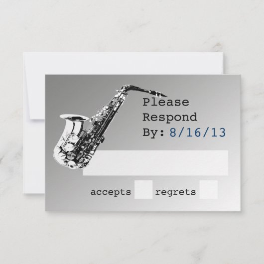 Saxofoon Silver Response RSVP Kaartje (Voorkant)