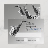 Saxofoon Silver Response RSVP Kaartje (Voorkant / Achterkant)