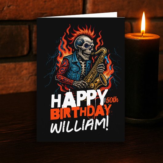 Saxofoon Skeleton Musicians Verjaardag Kaart Funny