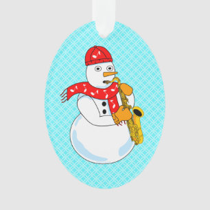 Saxofoon Sneeuwman Ornament