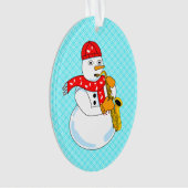 Saxofoon Sneeuwman Ornament (voorkant)