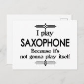 Saxofoon - Speelt Zelf Funny Deco Muziek Briefkaart (Voorkant / Achterkant)