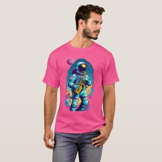 Saxofoon spelen Astronaut Jazz Lover T-shirt (Voorkant volledig)
