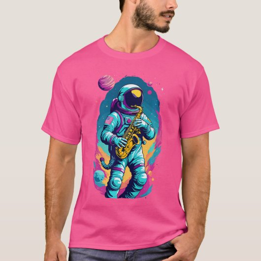 Saxofoon spelen Astronaut Jazz Lover T-shirt (Voorkant)
