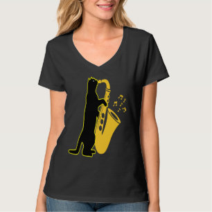 Saxofoon spelende Kat Saxofonist Schattige Kitty M T-shirt