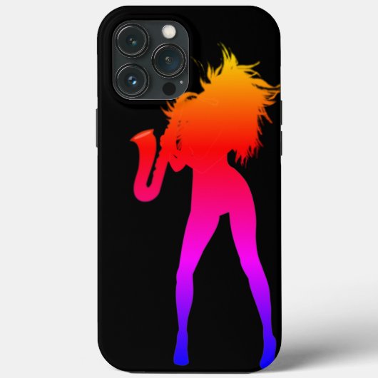 Saxofoon Speler Vrouw iPhone Case (Achterkant)