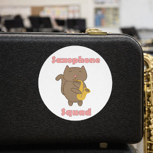 Saxofoon Squad Kawaii Kat Grappig Roze Ronde Sticker