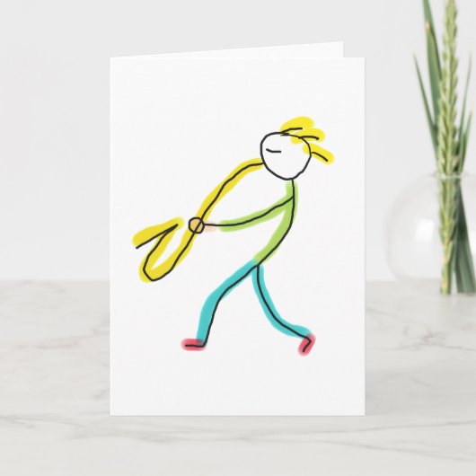 Saxofoon Stickman Kaart (Voorkant)
