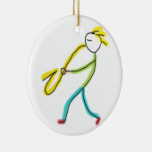 Saxofoon Stickman Keramisch Ornament (Rechts)