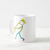 Saxofoon Stickman Koffiemok (Voorkant links)