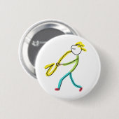 Saxofoon Stickman Ronde Button 5,7 Cm (Voorkant /achterkant)