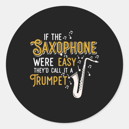 Saxofoon Trompet Marching Band Jazz Muzikant Gift Ronde Sticker (Voorkant)