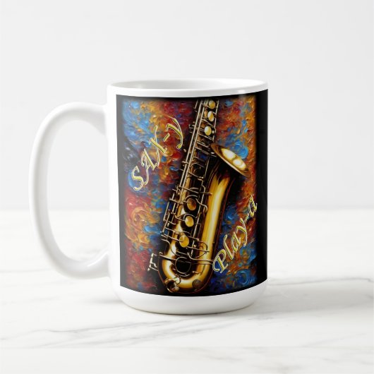Saxofoon - Van Gogh Stijl achtergrond Koffiemok (Links)