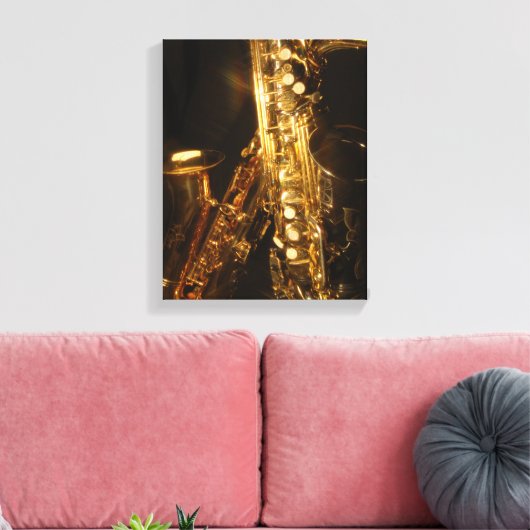 Saxofoon verpakt Canvas Print (Insitu (Woonkamer))