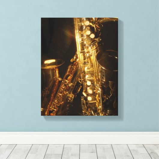 Saxofoon verpakt Canvas Print (Insitu (Houten vloer))